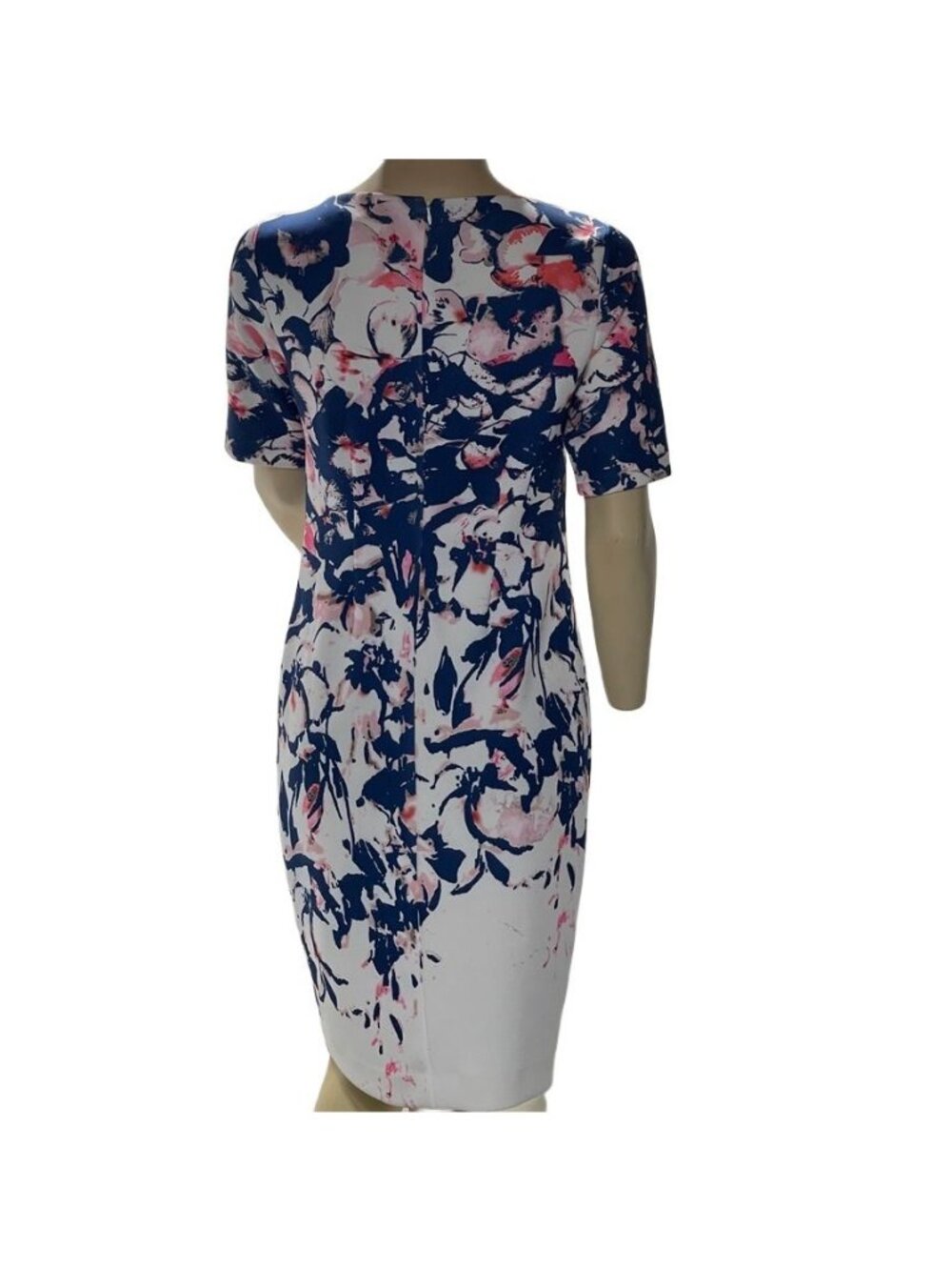 Alex Marie Floral Print Sheath Dress Size 4 Blue & Pink Short Sleeve Knee-Length - Picture 2 of 13